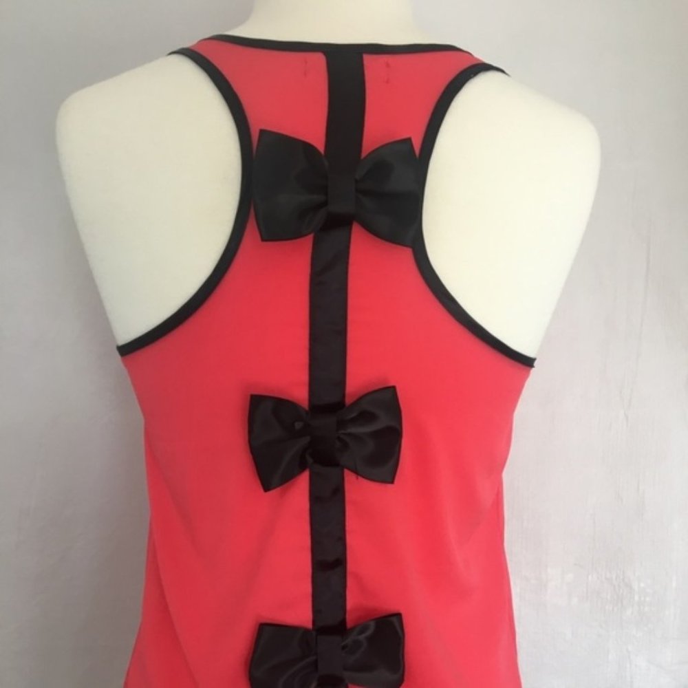 5/$35 Coral & Black Bow Racer Back Tank Top
